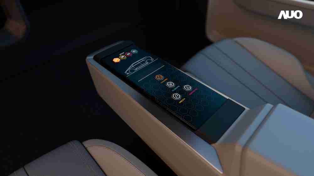EBpay以人性化设计打造多变形态中控显示(Morphing Center Control)，，不使用时仅平面显示信息，，，，进行操作时，，，显示器则会动态隆起，，，转变成3D实体按钮，，，并有触觉回馈，，展示人机互动新体验